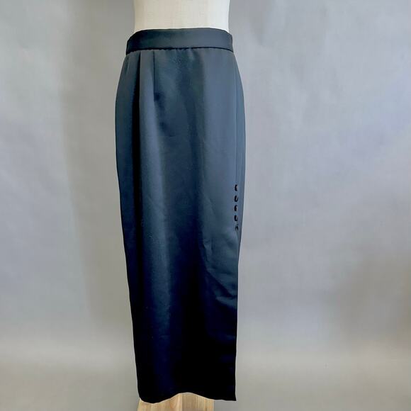 Alex Evenings black satin tuxedo a line maxi skirt Size 12 - Picture 1 of 12